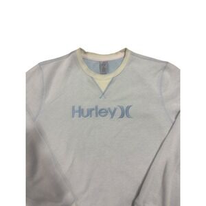 Hurley Mens Crewneck Sweatshirt Light Blue Embroidered Logo Size M 1432140